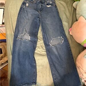 wild fable Distressed Straight-Leg Jeans in Blue
